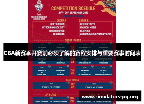 CBA新赛季开赛前必须了解的赛程安排与重要赛事时间表