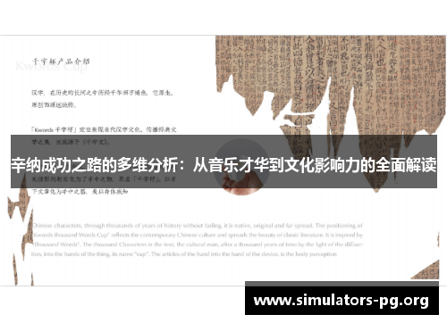 辛纳成功之路的多维分析：从音乐才华到文化影响力的全面解读